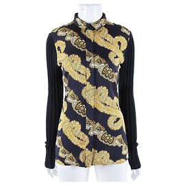 Hermès Camisa de malha com acabamentos em seda Hermes Multicor