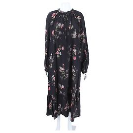 Céline Seidenlangkleid Schwarz Schwarz