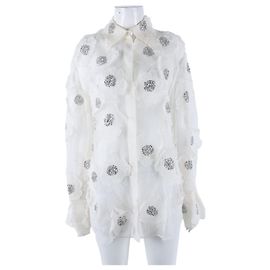Valentino Seidenbluse mit langen Ärmeln Weiß
