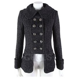 Chanel Tweed Jacket Black Multi Black