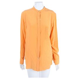 Hermès Blusa de manga comprida em seda Hermes Laranja