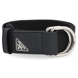Prada Nylon Triangle Logo D-Ring Belt Black