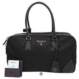 Prada Borsa a spalla Tote Large Reedition Triangle Logo Marrone