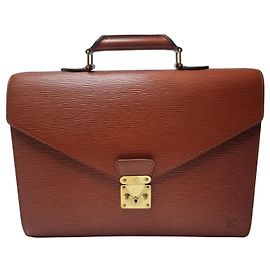Louis Vuitton Epi Serviette Document Bag Camel Brown Brown