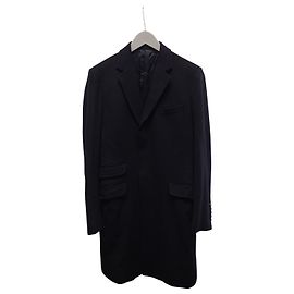 Gucci Black Multi-Pocket Decorative Button Wool Chester Coat Black
