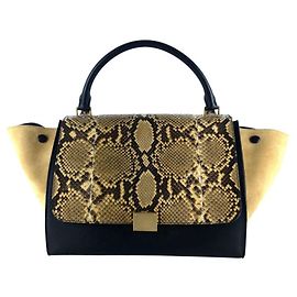 Céline Borsa a Tracolla Tote Trapeze in Python Marrone