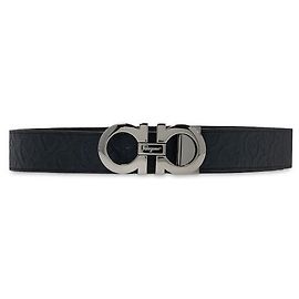 Salvatore Ferragamo Reversible Navy Leather Belt Blue