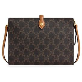 Céline Small Note Triomphe Canvas Miel Marrom