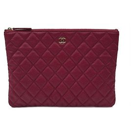 Chanel Caviar Classic Clutch New Medium Pink