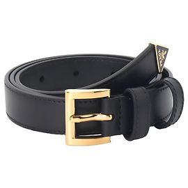 Prada Triangle Logo Belt Black Leather Black