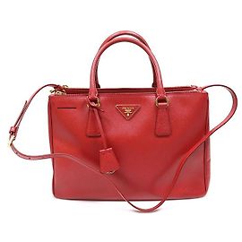 Prada Red Saffiano Lux Triangle Rouge