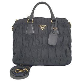 Prada Nylon Goffre Shoulder Bag Black
