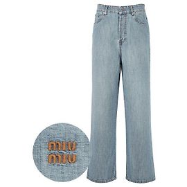 Miu Miu Light Blue Chambray Denim Pants Blue