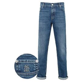 Brunello Cucinelli Pantalones de denim azules de corte tradicional Azul