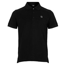 Fendi Schwarzes Polo T-Shirt mit FF Metal Logo Schwarz