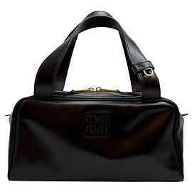 Miu Miu Lederhandtasche mit oberem Griff Schwarz Schwarz