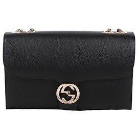 Gucci Interlocking GG Medium Chain Shoulder Bag Black