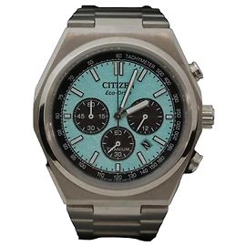 Autre Marque Eco-Drive Super Titanium Chronograph Mint Grün
