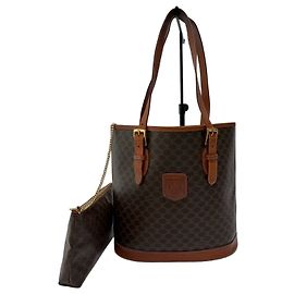 Céline Bolsa Bucket Mackadam Bolsa de Ombro (Advanced, com bolsa) Marrom