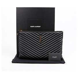 Autre Marque Portadocumentos Cassandra de piel acolchada Negro Oro Negro