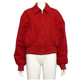 Prada Red Canvas Trucker Women's Jacket Red