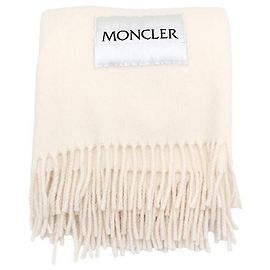 Moncler Wollschal mit Logo-Patch Weiß