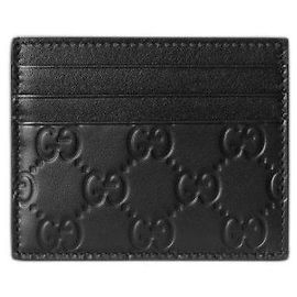 Gucci GG Emblem Card Case Black Leather Black