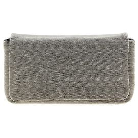 Brunello Cucinelli Silver Leather Clutch Bag Silvery