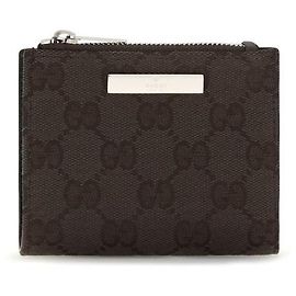 Gucci Wallet with Plaque Black GG Fabric Black