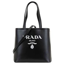Prada Sac cabas en cuir de veau noir Noir