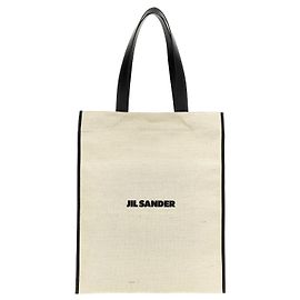 Jil Sander Bicolor-Jute-Tote-Bag Schwarz