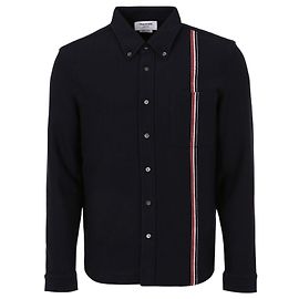Thom Browne Giacca Camicia in Cotone Maglia a Righe Navy Blu