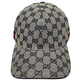 Gucci Navy GG Supreme Web Baseball Cap Blue