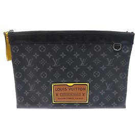Louis Vuitton Monogram Eclipse Canvas Pochette Discovery GM Clutch Blue
