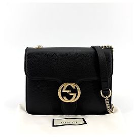 Gucci Interlocking Small Chain Shoulder Bag Black