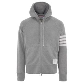 Thom Browne Oversized Zip-Up Hoodie mit klassischen Diagonalstreifen Braun