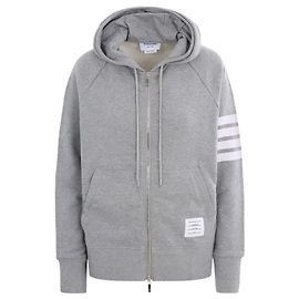 Thom Browne Classic Diagonal Stripe Hooded Zip-Up Brown