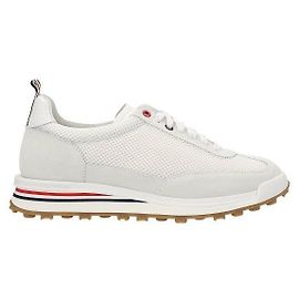 Thom Browne Fine Kid Suede Tech Runner Gray Marrone