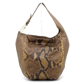Gucci Brown Python Greenwich Shoulder Bag Brown