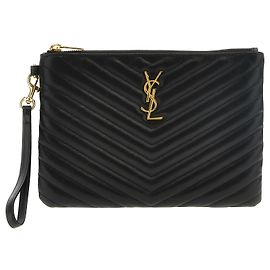 Autre Marque Pochette en cuir de veau noir Noir