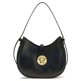 Versace Bolsa de ombro Bos Taurus em couro de bezerro preto Preto