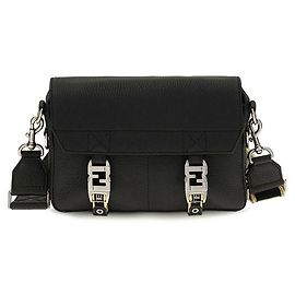Fendi Black Calf Leather Bos Taurus Shoulder Bag Black
