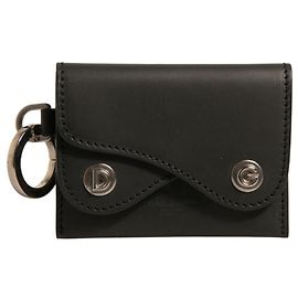 Dolce & Gabbana Black Leather Card Case Keychain Key Holder Black