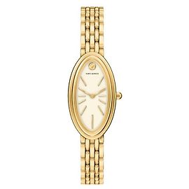 Tory Burch Relógio de metal oval para mulher Prata