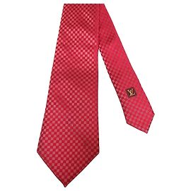 Cravate Louis Vuitton Micro Damier rouge Rouge