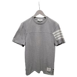 Thom Browne Grau gestreiftes Jersey T-Shirt mittlerer Gewichtsklasse Braun