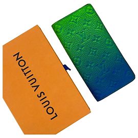 Louis Vuitton Taurillon Monogram Long Wallet Blue Green Blue
