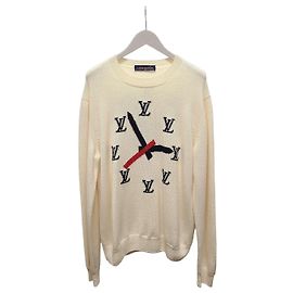 Louis Vuitton Ivory Clock Intarsia Pullover Knit White