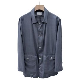 Brunello Cucinelli Virgin Wool Windbreaker Jacket Gray Brown