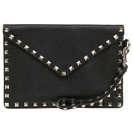 Valentino Rockstud Envelope Strap Black Clutch Schwarz